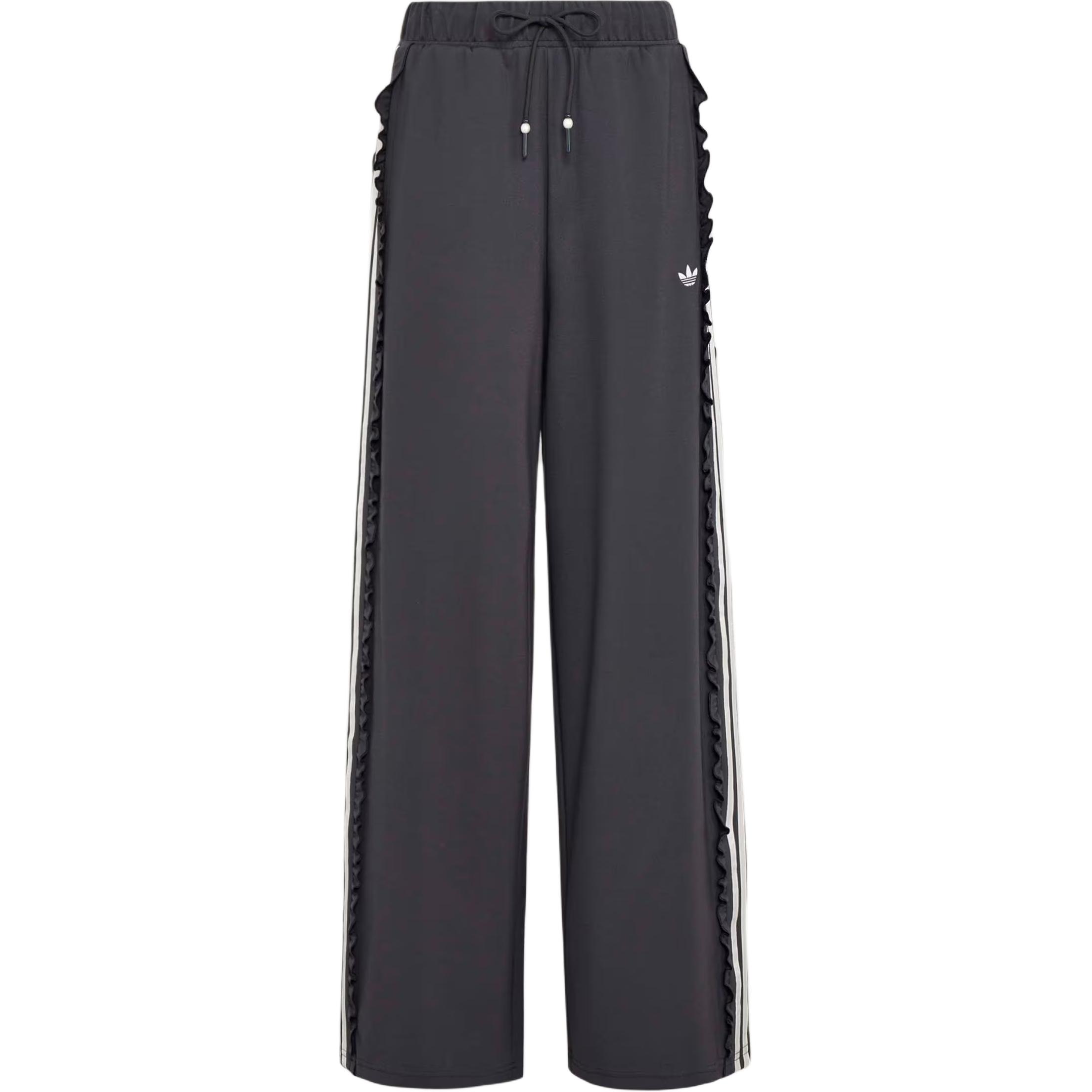 Adidas Originals Ruffled Track Pants Elastic Waistband Retro Style Knit Fabric Black Women s KU9385 XL