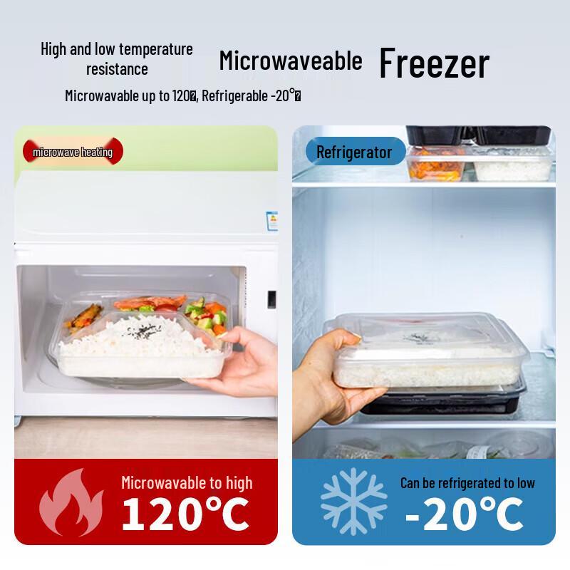 Glazed Summer Food Grade 6-Compartment Disposable Lunch Box Sets