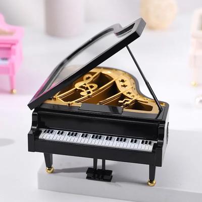 Creative Piano Shaped Music Box Romantic Classic Piano Musical Box Exquisite Plastics Eco-friendly Home Decoration OrnamentZG117