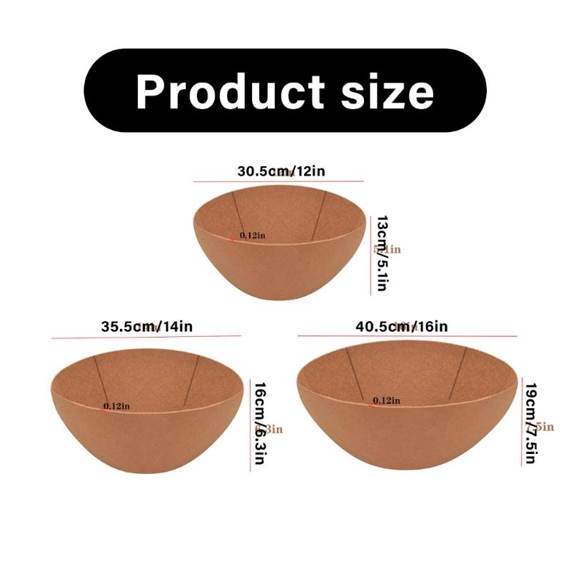 3 Piece Reusable Thick Felt Hanging Basket Inserts, Round Fabric Flower Pot Liners Prevent Soil Loss and Bird Nesting