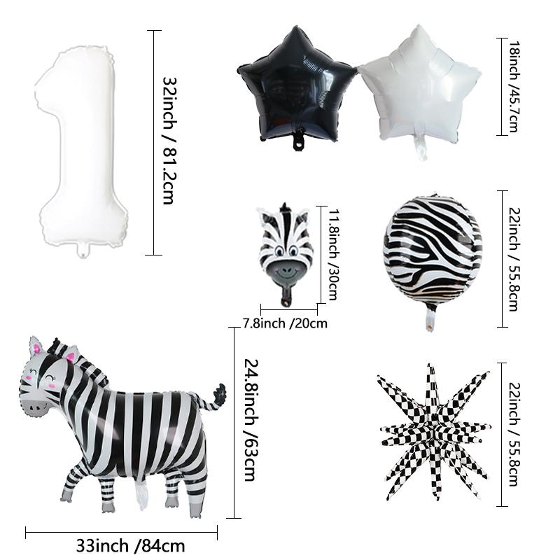 7Pcs/set Jungle Party Theme Foil Balloons Kids Birthday Party Decoration Zebra Giraffe Cute Animals Ball Air Globos Toys Gifts