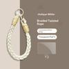 Dopamine Four-Strand Braided Short Phone Lanyard, Color-Blocked Cable-Knit Wrist Strap With Spacer, Phone Strap