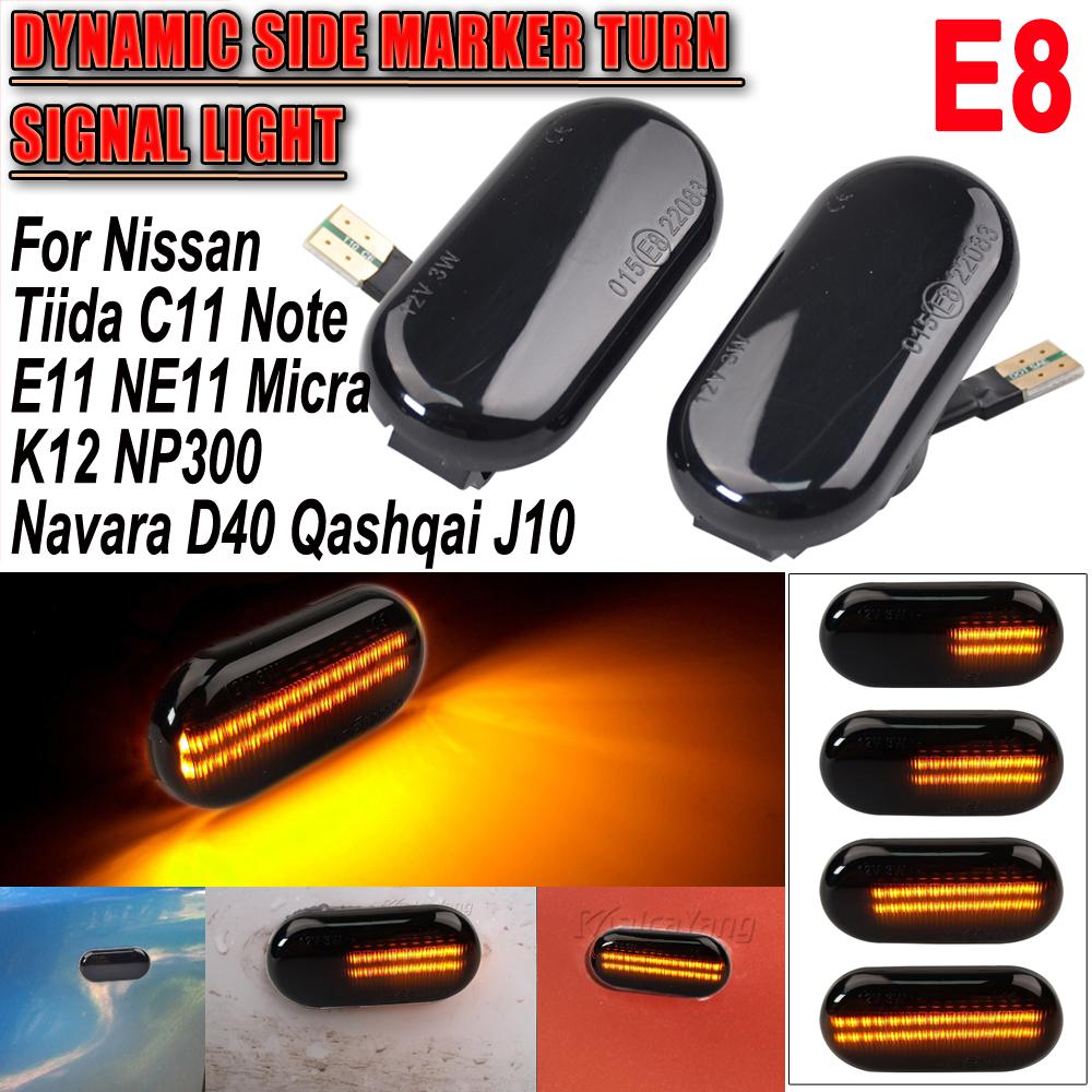 2PCS Dynamic LED Side Marker Lights 12V Flowing Turn Signal Light Side Repeater Lamp Panel Lamp for Nissan 350Z Qashqai J10