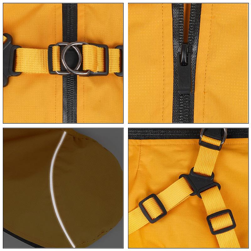 Waterproof Dog Raincoat Jacket with Harness Safety Reflective Dog Raincoat for Small Dogs Pet Outdoor Jackets for Jungle Camping