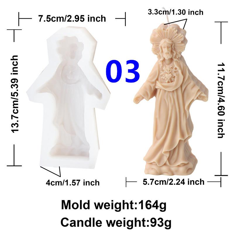 3D Prayer Madonna Jesus Portrait Silicone Mold DIY Handmade Religious Statue Candle Gypsum Molds Art Home Decoration