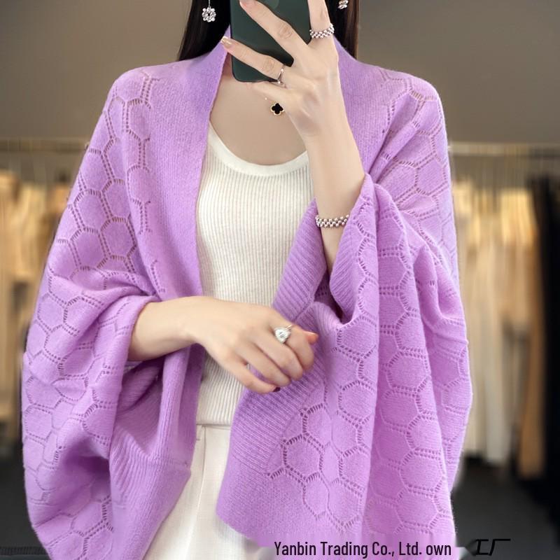 Skin-Friendly Wool Knit Hollow Shawl Scarf Cloak - Autumn/Winter Collection