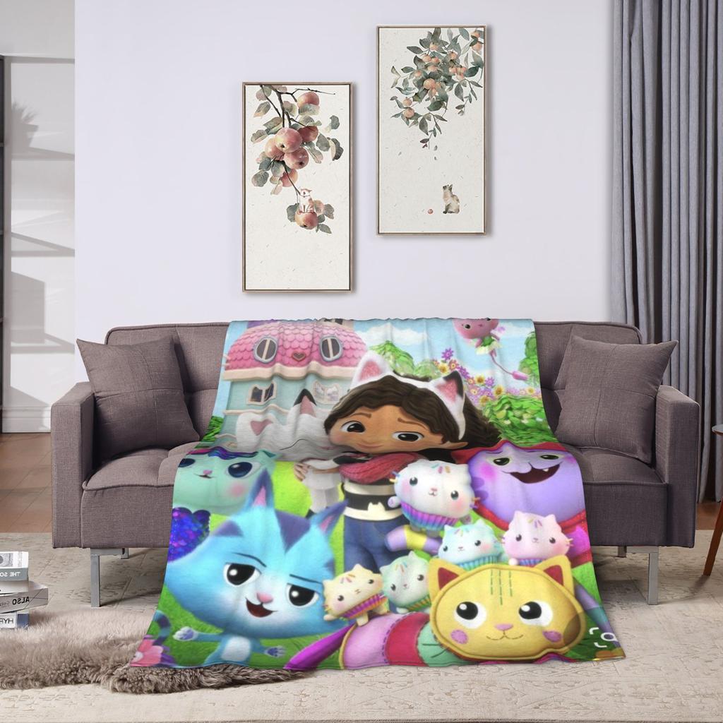 G-Gabby’s Dollhouseds Plush  Warm Soft Blanket  Children Plush Throw Blanket Print Couch Chair Flannel Bedspread Sofa Bed Cover