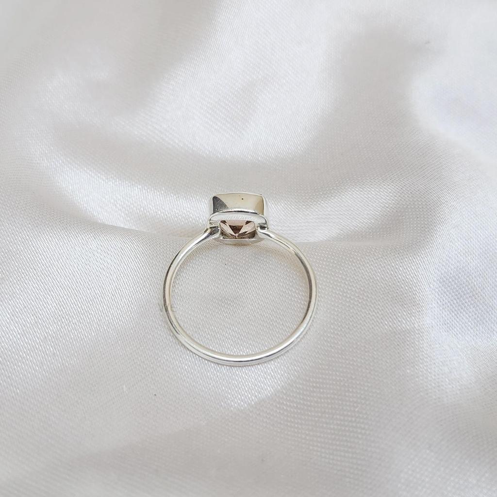Peach Morganite Quartz 925 Sterling Silver Minimalist Ring Jewelry, Statement Gift Ring Jewelry