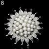 Faux Pearl Flower Brooch Collar Pin Rhinestone Crystal Bridal Jewelry Present