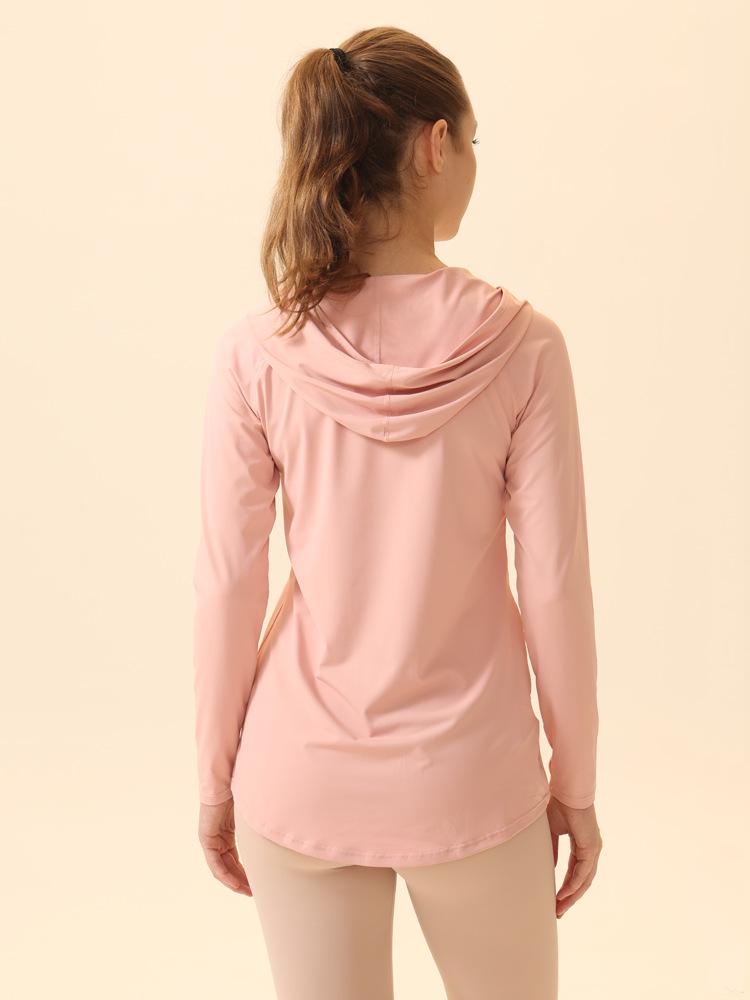 Women's Quick-Dry Yoga Hooded Sweatshirt: Loose, Mid-Length, Hip-Covering, Long Sleeve Fitness Top