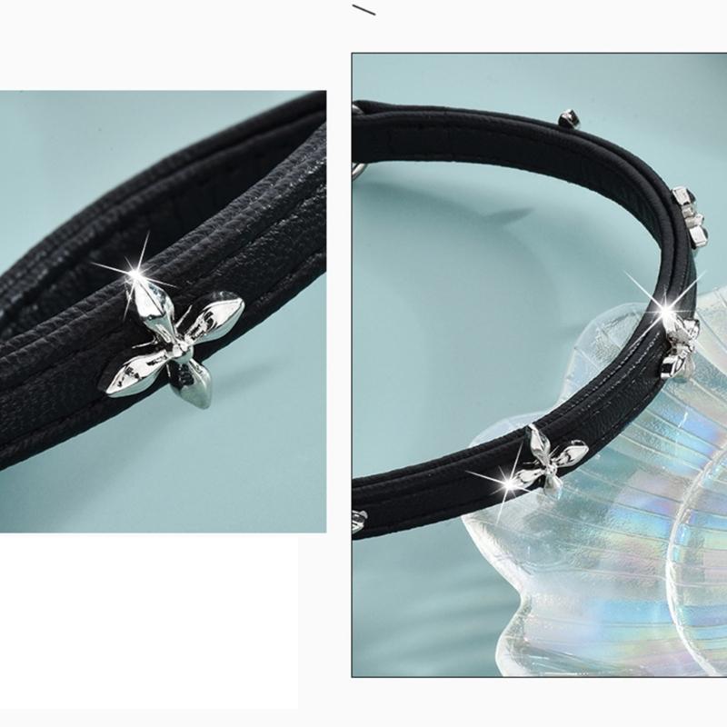 Vielseitiger Lederhalskragen mit Legierungskreuz-Anhänger Elegante Schlüsselbein-Kette Unisex Schmuckzubehör