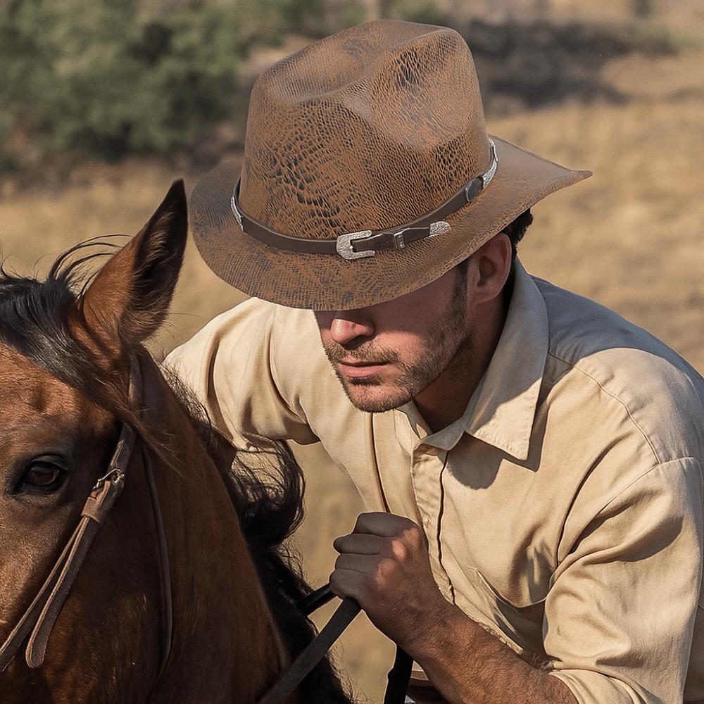 Serpentine Western Cowboy Hat Ethnic Style Visor Caps Vintage Cowgirl Jazz Hat  Sun Protection