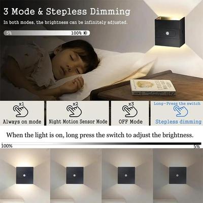 Bewegungssensor USB Wiederaufladbare LED Wandleuchte Innen Dimmbar Kabellos Schlafzimmer Lobby Wohnzimmer Dekorativ Metall Raum Auf-Abwärts Luxus