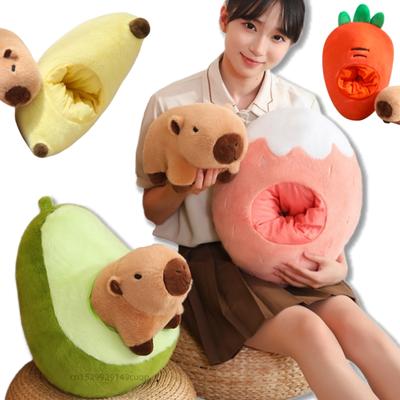 35/45cm Creative Fruit Capybara Plush Doll Pillow Capybara Transform Avocado Banana Strawberry Carrot Plush Toy Gift For Girls