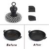 2X Cast Iron Chainmail Scrubber + Pan Scraper, Stainless Steel Skillet Cleaner, Scraper Tool For Cast Iron Pans Black