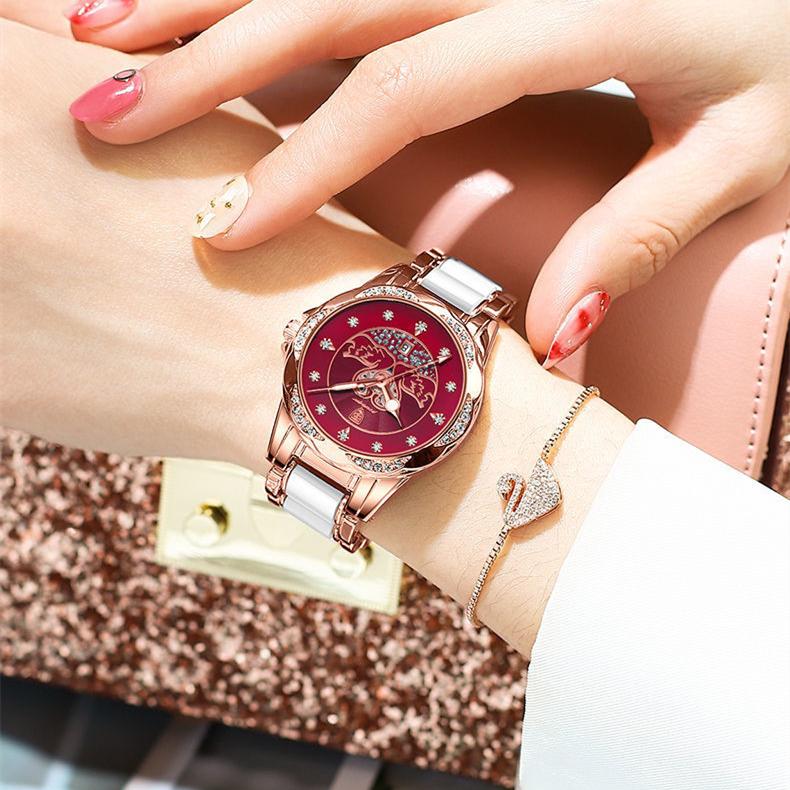 POEDAGAR Nové luxusní dámské hodinky TOP značky s krabičkou Vodotěsné svítící dámské Quartz hodinky