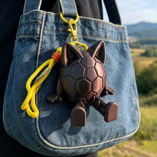 Soccer Ball Figurine with Articulated Legs And Ears 3D Printed Sports Ball Desk Toy with Lanyard Collectible Gift for Game Day Sports Fans
