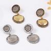 Vintage Trend Dangle Earrings Round Pendant Rhinestone Earrings Fashion Vintage Earrings  for Women