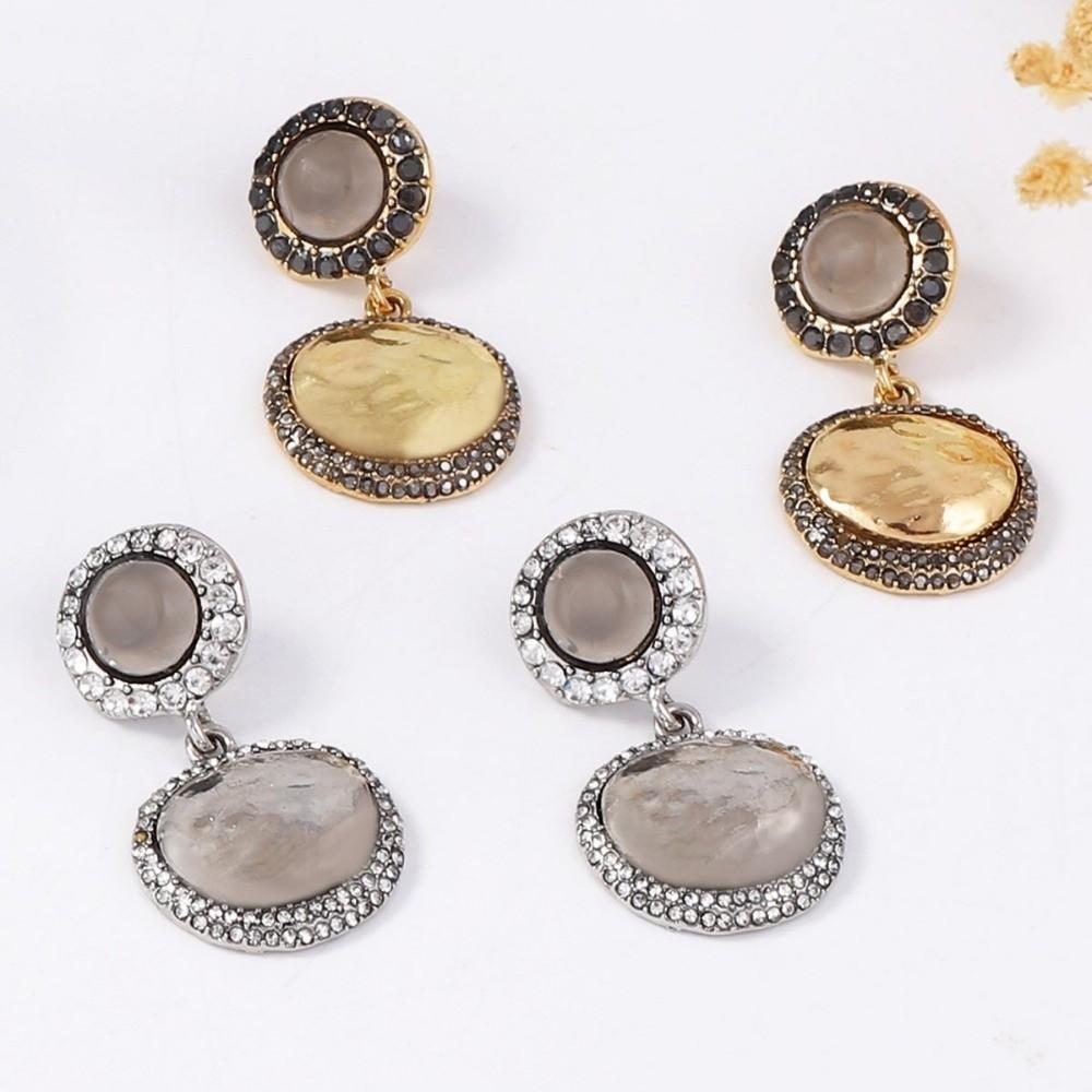 Vintage Trend Dangle Earrings Round Pendant Rhinestone Earrings Fashion Vintage Earrings for Women