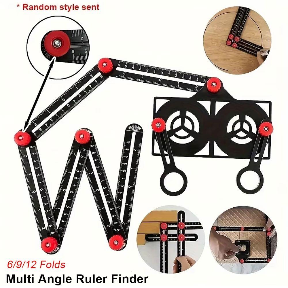 1Pcs 6/9/12 Folds Measuring Ruler Aluminium Alloy Locator Drill Guide  Template Tool