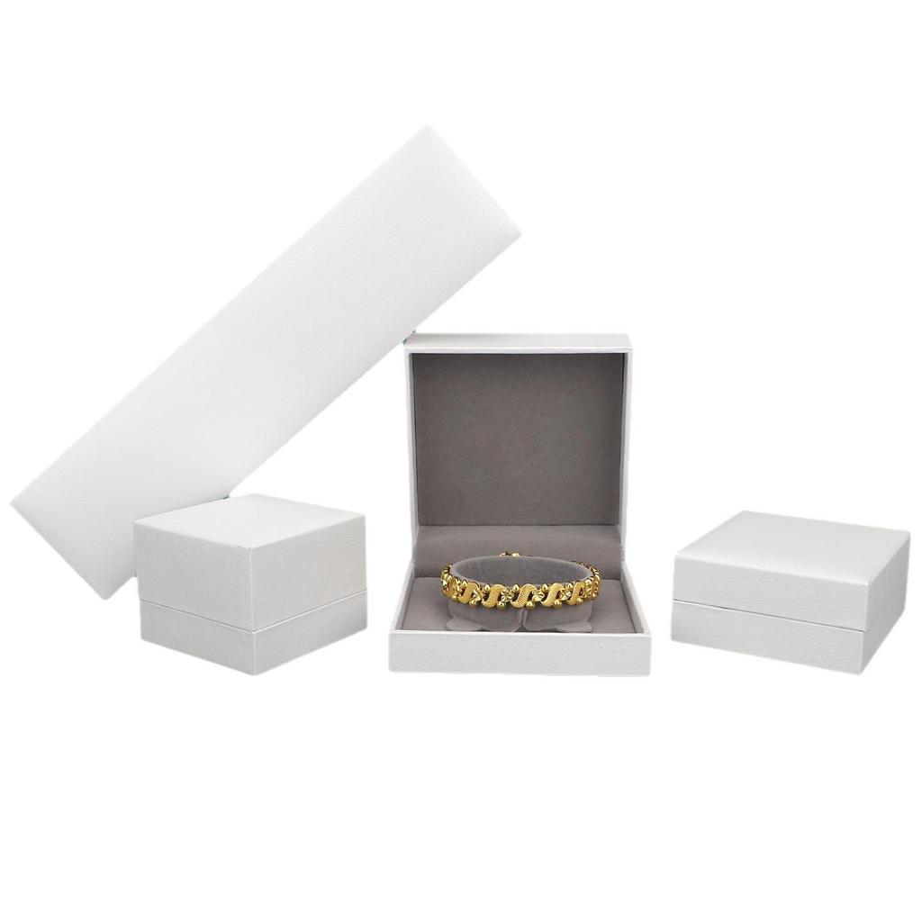 Caja de Joyería Blanca con Patrón Pan Dora y Superficie Lisa para Anillos, Colgantes, Collares y Pulseras