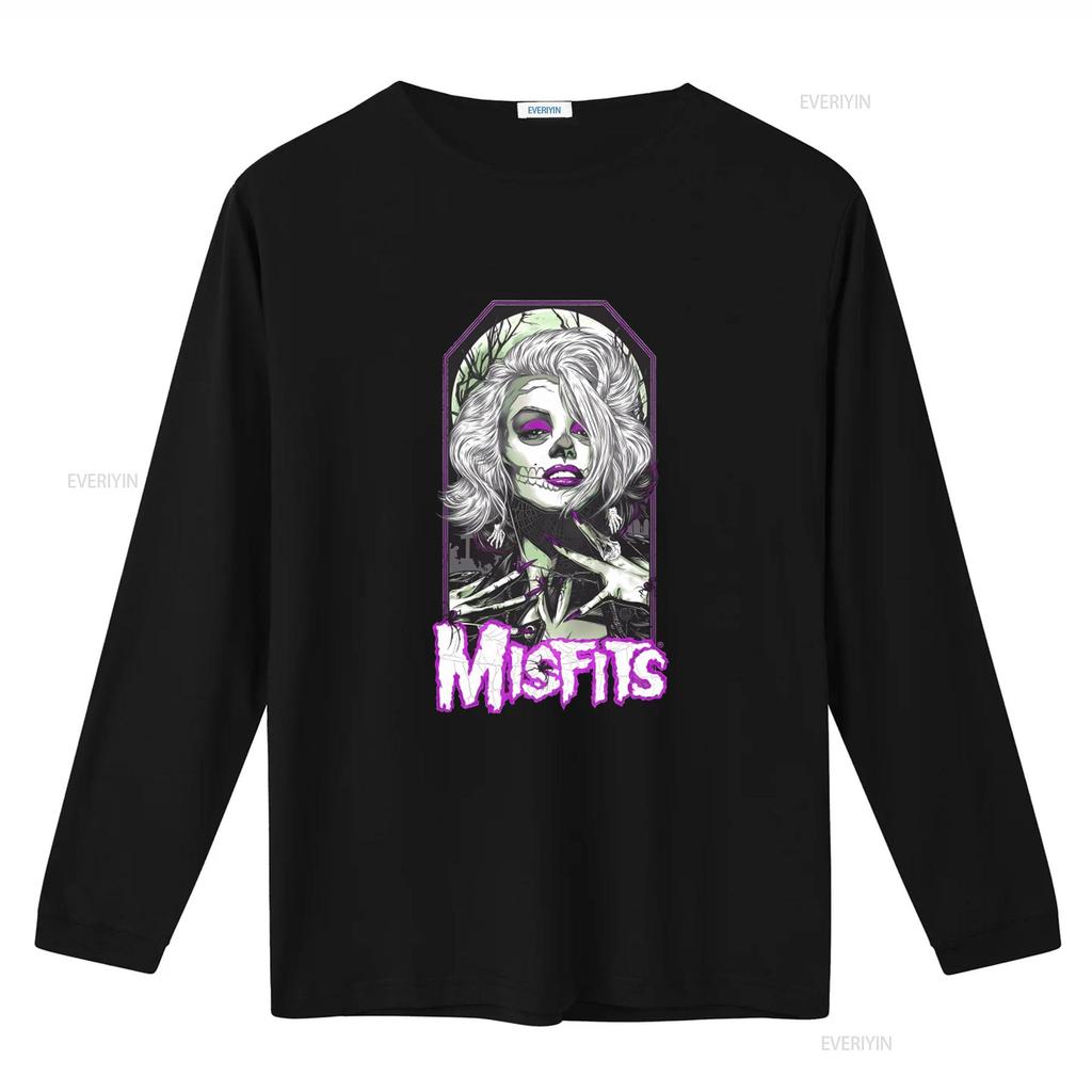 Misfits Female Sugar Skull Punk Rock Gothic T Shirt for Men vintage Washed Comfortable streetwear Unisex graphic