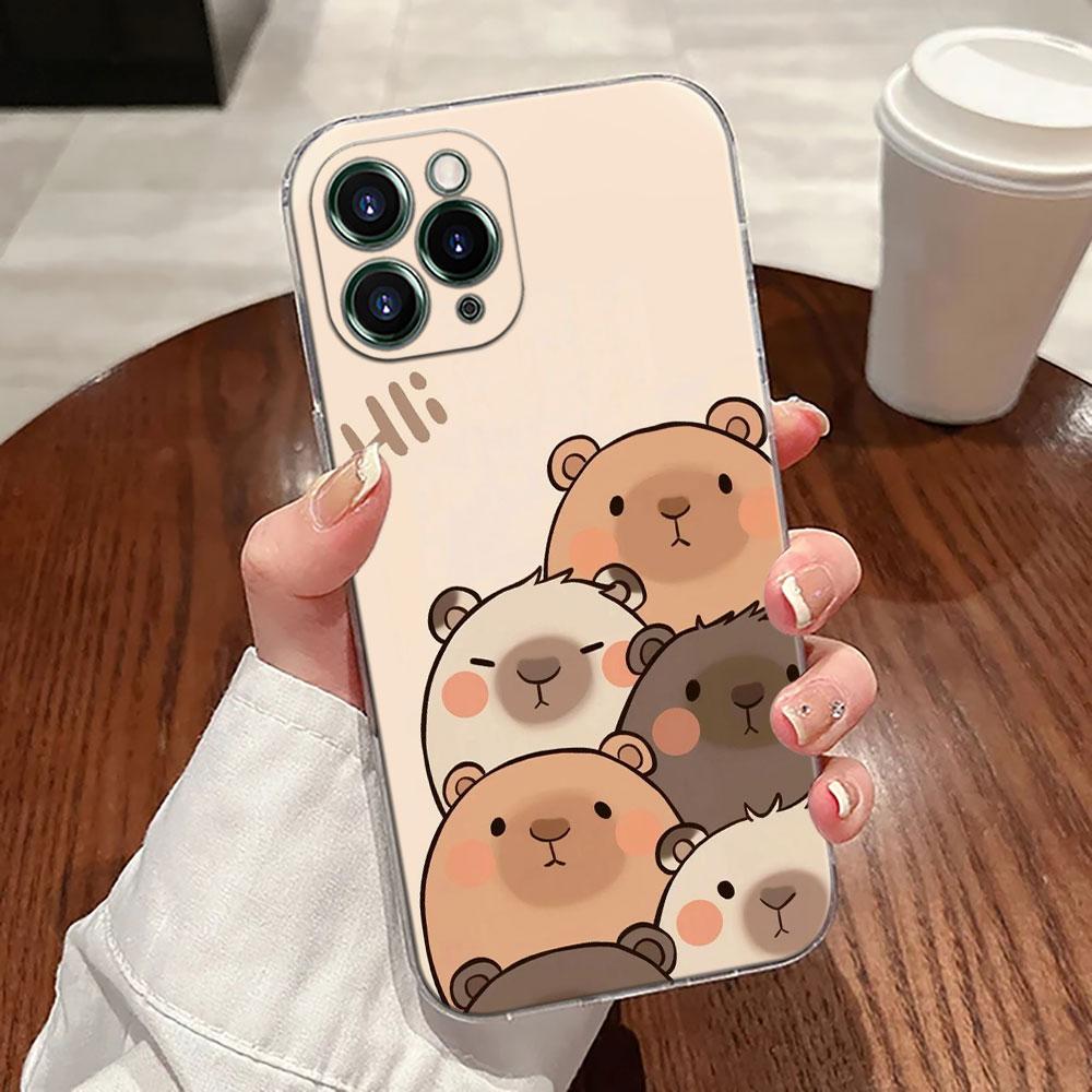 Capybara Cute Transparent Case For Apple iPhone 17 16 15 14 13 12 11 Pro Max 16 Plus 16E 17Air 17Pro Phone Cover Silicone Funda