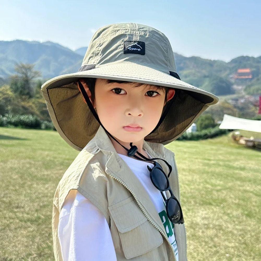Big Brim Shawl Kids Sunscreen Hat Neck Ear Cover Kids Beach Caps Children's Summer Hat  Girls Boys