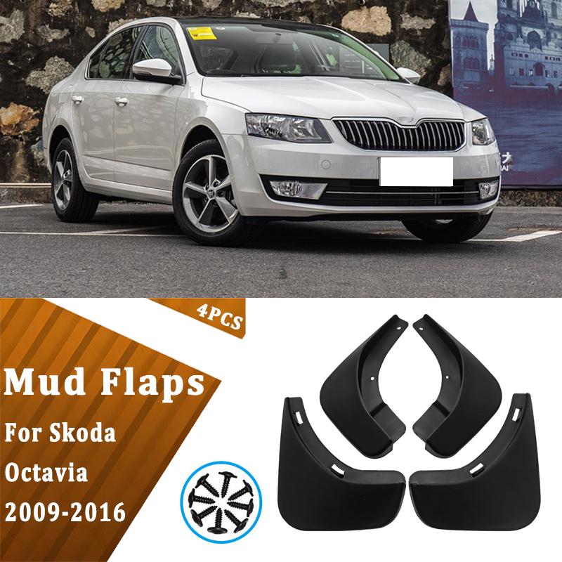 4pcs Car Mud Flaps Fender for Skoda Octavia 2009-2016 Automotive Tire Mudguards, Waterproof, Mud Splashing Prevent Accessories