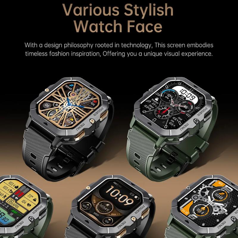 2025 New Men Sports SmartWatch 2.02in Screen Blood Oxygen Heart Rate Bluetooth Talking Watch 100+ Sport Mode Outdoor Smart Watch