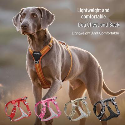 Shock-Absorbing Reflective Dog Harness with Double Handle for Large Breeds