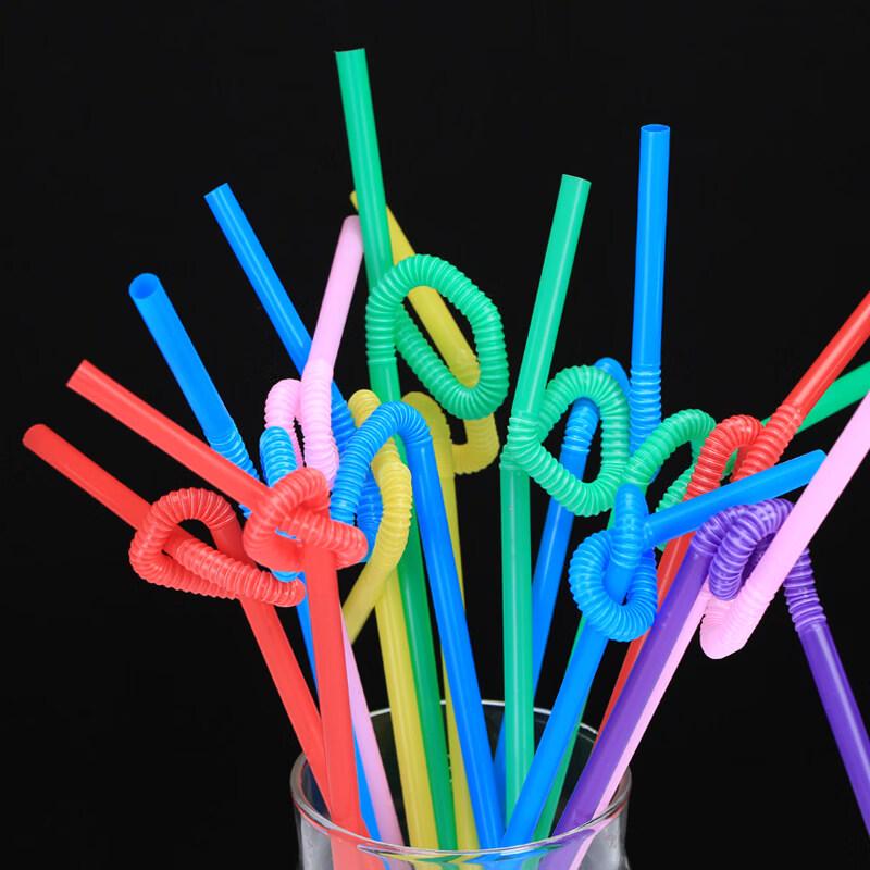 ZISIZ Individually Wrapped Artistic Long Drinking Straws