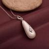 0.92 Ct Fancy Shape Freshwater Pearl Gemstone 925 Sterling Silver Tear Drop Women Bridal Pendant Necklace
