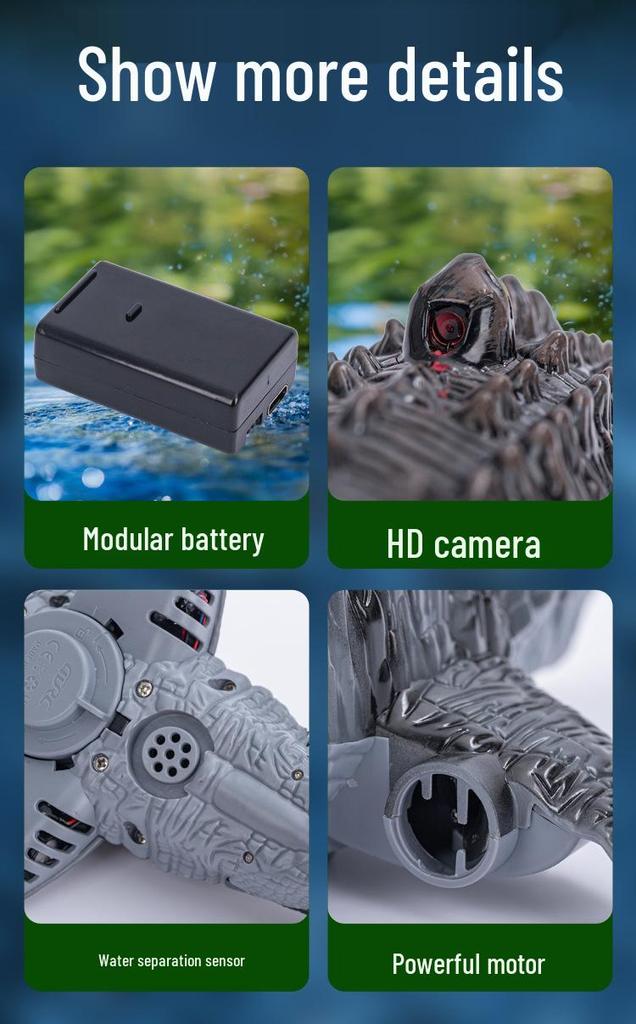 S11 4DRC Electric Camera Remote-Control Dinosaur Boat with Water Spray Toy for Kids