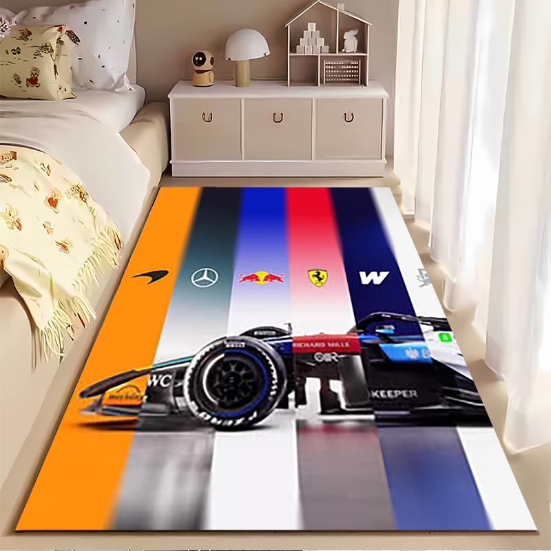 Sports Area Rug, F1 Teams Grid McLaren Mercedes Red Bull Ferrari Williams Poster, Fan Cave Decor, Non-Slip Mat