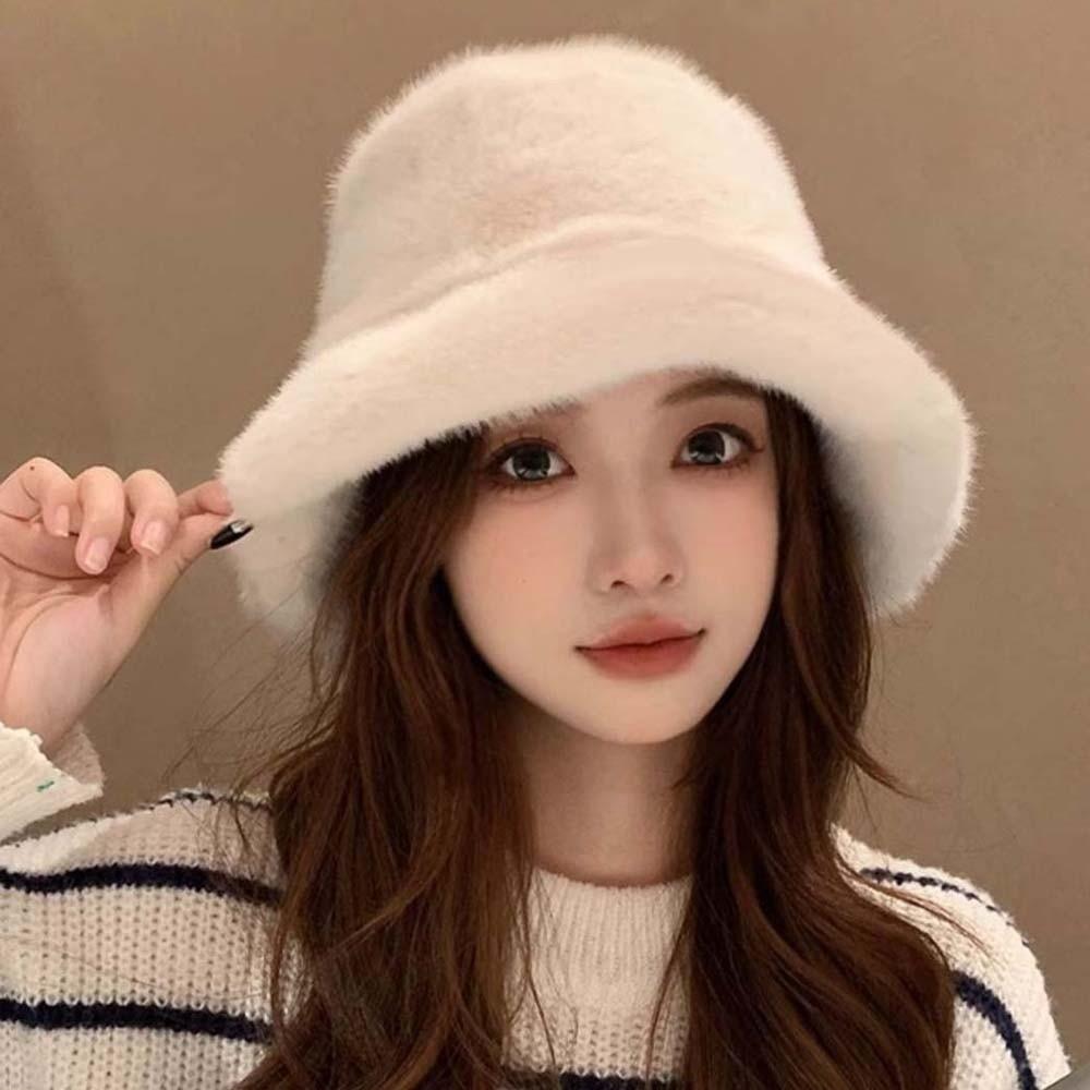 Warmer Plush Basin Cap Temperament Anti-cold Bucket Hat Elegant Winter Fisherman Hat  Men