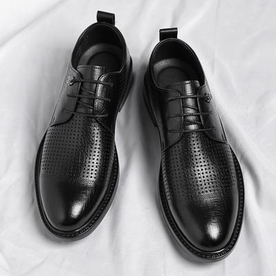 Leather Shoes Men's 2025 Summer Hollow Punched Sandals Breathable Commuting Derby Shoes Men's Tide 2025