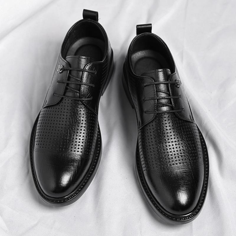 

Leather shoes men s 2025 summer hollow punched sandals breathable commuting derby shoes men s tide 2025 38