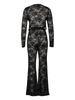 AL311 Women's Sexy Lace Flocking See-through Two-piece Set for Nightclub & Party