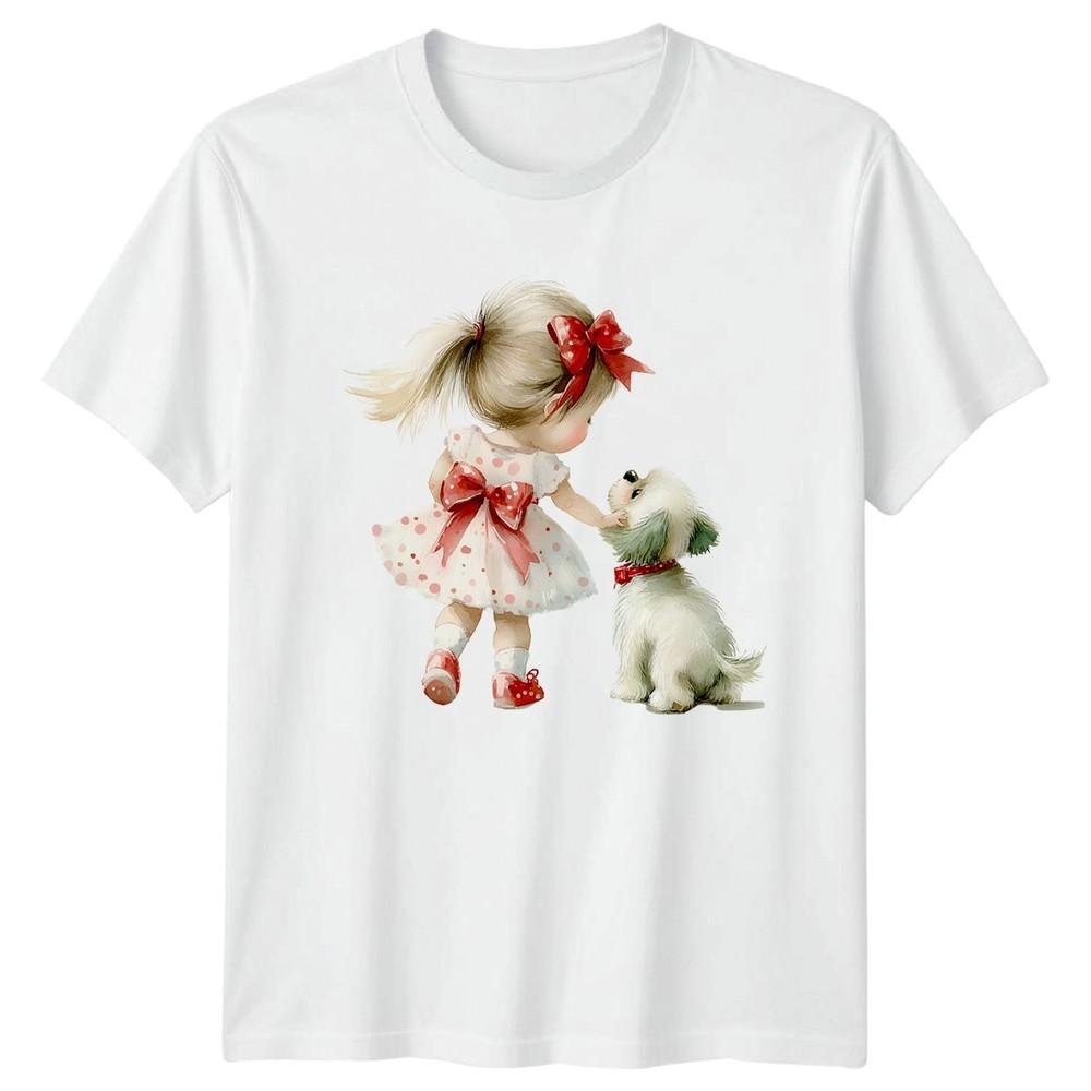 Little Girl Puppy Puppies Animals Unisexs TShirt Unisexs Tee Graphic Unisex Top S