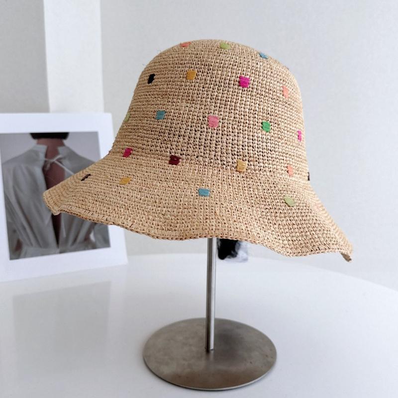 

Fashion Raffia Straw Hat Female Summer Embroidery Flowers Literary Travel Holiday Seaside Beach Hat Sun Protection Big Edge Cap 56-58CM
