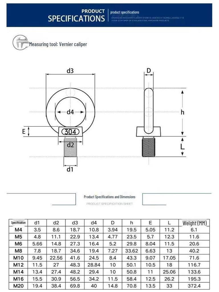 Stainless Steel Marine Lifting Eye Nut Screw - Ring-Shaped Eyebolt/Eyenut