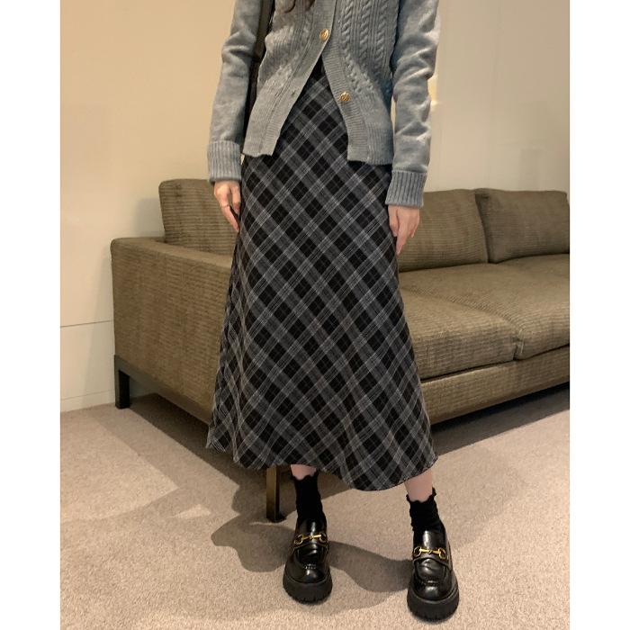 

Женская клетчатая миди-юбка на флисовой подкладке цвета молочного чая в стиле мулард XL