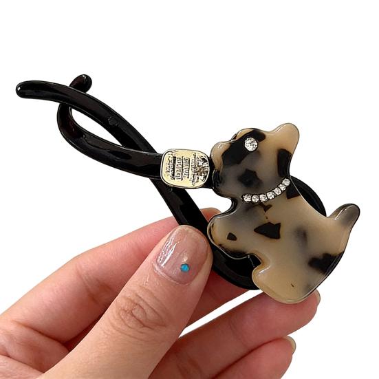 Hairpin Faux Pearls Cat Puppy Shape Hair Claw Back Head Hair Clip Acrylic Hair Styling Tool