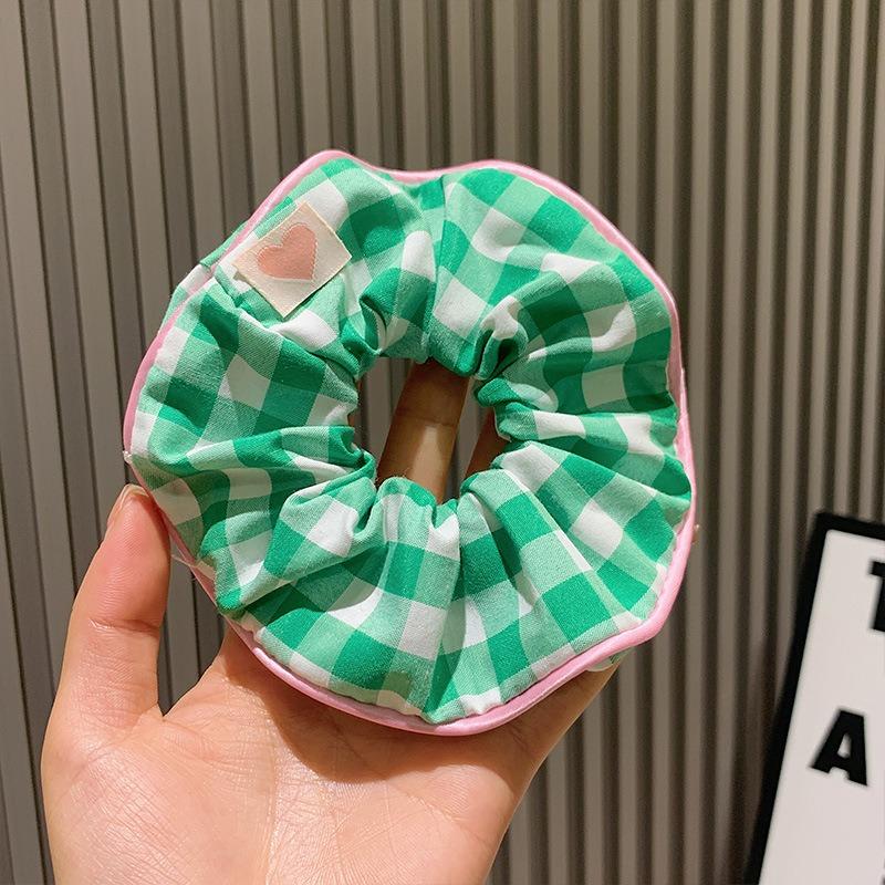 Kawaii Plaid Scrunchies Women Girls Child Cute Elastic Hair Rubber Bands Accessories Tie Hair Ring Rope Headdress Ornament