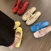 Gentle little red ballet style bag head half slippers women's 2025 spring and summer new bow retro Mary Jane shoes