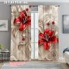 2pcs   Spring Summer Curtains Floral Semi-Sheer Curtains Versatile Polyester All Seasons Ldeal for Bedroom Office Kitchen Living
