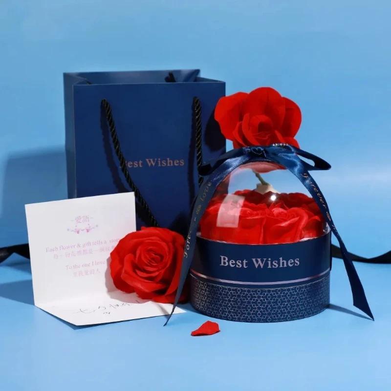 Heart Pendant Necklaces For Mom With Luxury Rose Flower Gift Box Friends Valentine's Day Lover Gifts Romantic Jewelry
