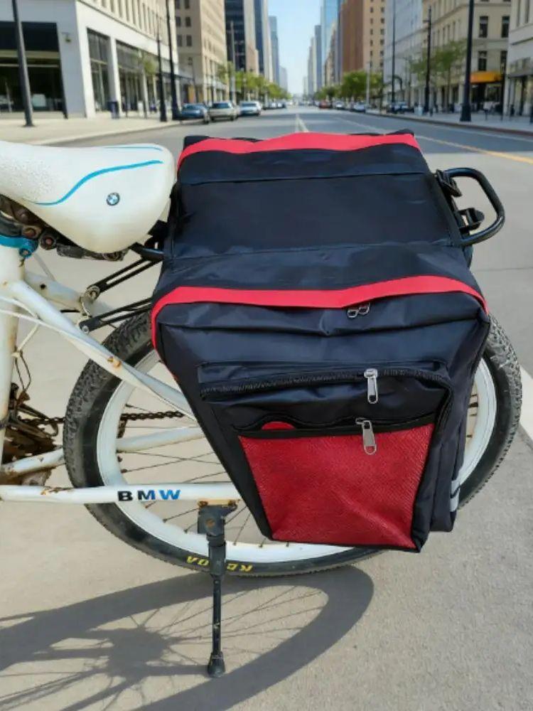 

MTB Bicycle Rear Rack Carrier Bag Durable Pannier Double-Sided Bike Trunk Bag Cycling Luggage Back Seat Travel Bag красный