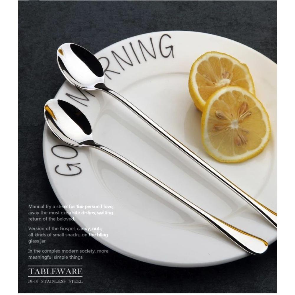 Coffee Spoon Ice Spoon Stainless Steel Round Spoon Long Handle Spoon Coffee Stirring Spoon Mug Spoon Korean Spoon